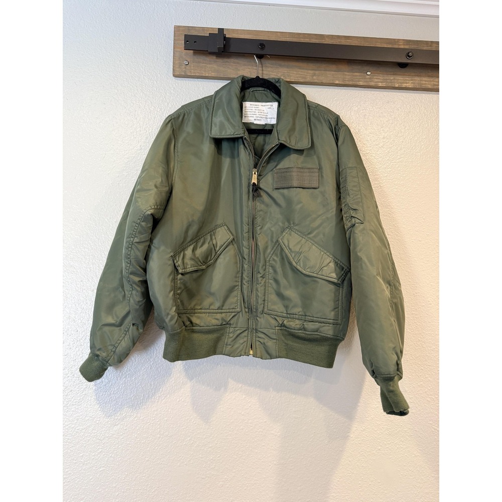 USAF Air Force Bomber Jacket Mens L Green Quilted Lined Flight Coat Veteran Gift